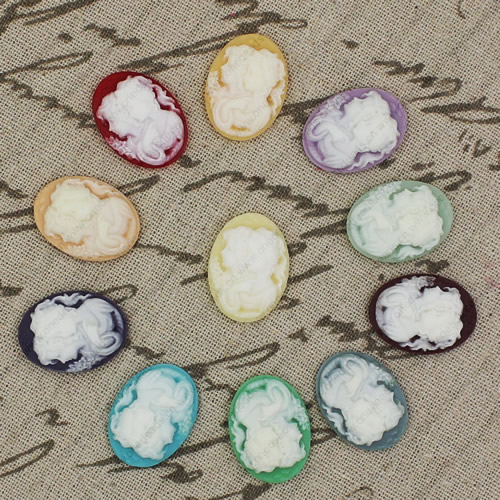 Flat Back Resin Beauty Cameos Cabochons For Settings Mixed colors Jewelry Pendant DIY-Accessories 18x25mm Sold by PC  