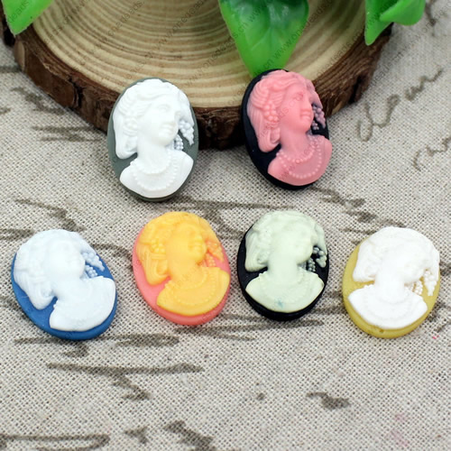 Flat Back Resin People Head Cameos Cabochons For Settings Mixed colors Jewelry Pendant DIY-Accessories 18x25mm Sold by PC  