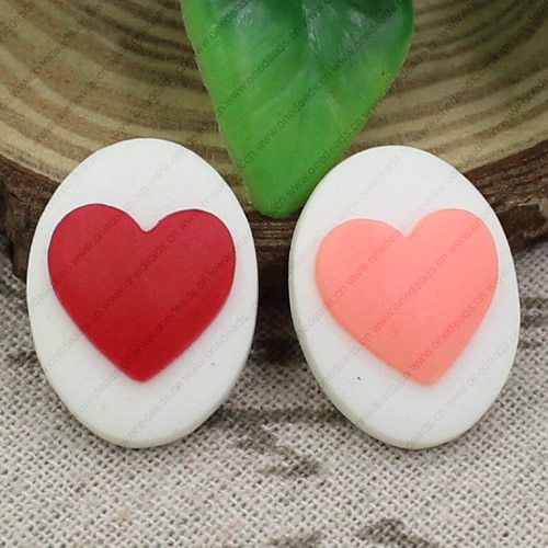 Flat Back Resin Heart Cameos Cabochons For Settings Mixed colors Jewelry Pendant DIY-Accessories 18x25mm Sold by PC  