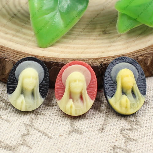 Flat Back Resin People Head Cameos Cabochons For Settings Mixed colors Jewelry Pendant DIY-Accessories 18x13mm Sold by PC  