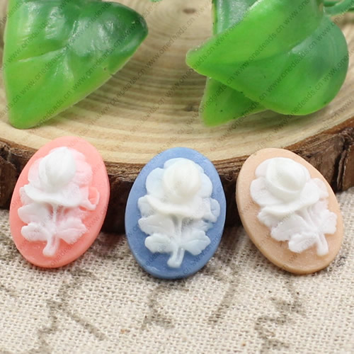 Flat Back Resin Flower Cameos Cabochons For Settings Mixed colors Jewelry Pendant DIY-Accessories 18x13mm Sold by PC  