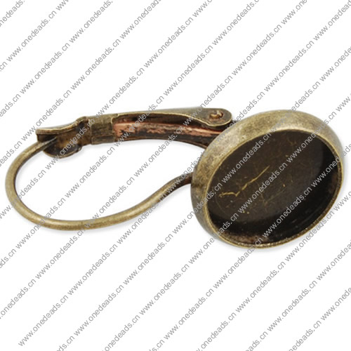 Copper Earring Finding，Round Blank Setting Bezel Blank Base Cabochon Earring Base 10x10mm inner Size , Sold by PC