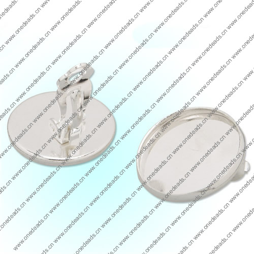Copper Earring Finding，Round Blank Setting Bezel Blank Base Cabochon Earring Base 16x16mm inner Size , Sold by PC