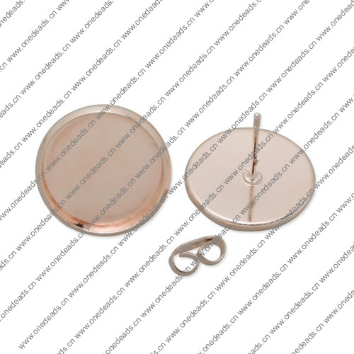 Copper Earring Finding，Round Blank Setting Bezel Blank Base Cabochon Earring Base 14x14mm inner Size , Sold by PC