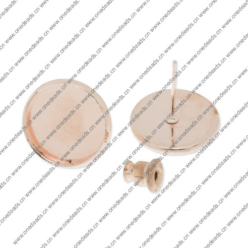 Copper Earring Finding，Round Blank Setting Bezel Blank Base Cabochon Earring Base 12x12mm inner Size , Sold by PC