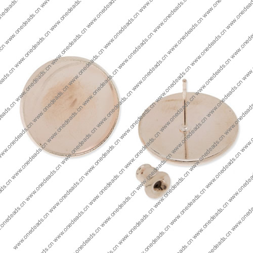 Copper Earring Finding，Round Blank Setting Bezel Blank Base Cabochon Earring Base 16x16mm inner Size , Sold by PC