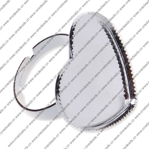 25mm Inner Size Ring Metal Zinc Alloy Heart Blank Setting Bezel Blank Cabochon Ring Base For DIY Ring , Sold by PC