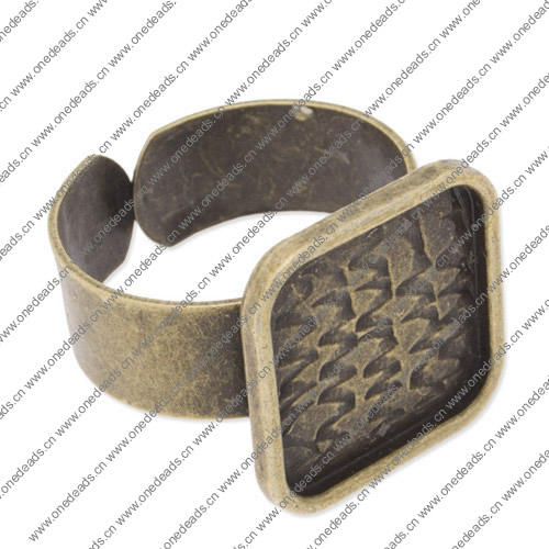 15x15mm Inner Size Ring Metal Zinc Alloy Square Blank Setting Bezel Blank Cabochon Ring Base For DIY Ring , Sold by PC