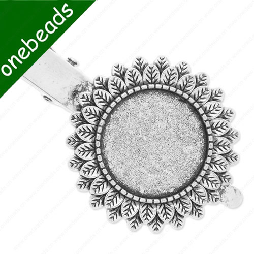 Zinc Alloy Hairpins Blank Cabochon Hairpins Hair Snap Clips accessories For DIY Hairpins Inner Size:20mm ,Sold by PC