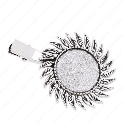 Zinc Alloy Leaf Hairpins Blank Cabochon Hairpins Hair Snap Clips accessories For DIY Hairpins Inner Size:25mm ,Sold by PC