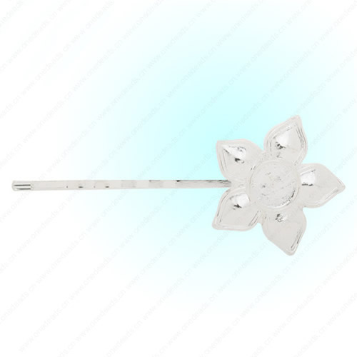 Zinc Alloy Flower Hairpins Blank Cabochon settings Hair Snap Clips accessories For DIY Hairpins Inner Size:10mm ,Sold by PC