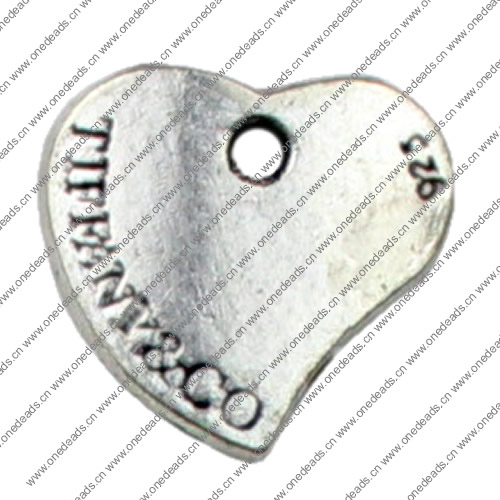 Pendant. Fashion Zinc Alloy jewelry findings. Heart 15x15mm Sold by KG