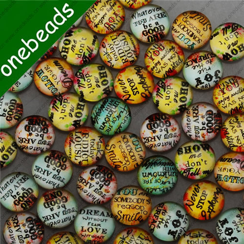 12mm Mixed Style letter Round Glass Cabochon Dome Jewelry Finding Cameo Pendant Settings ,Sold by PC