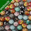 12mm Mixed Style Cartoo Flower Round Glass Cabochon Dome Jewelry Finding Cameo Pendant Settings ,Sold by PC