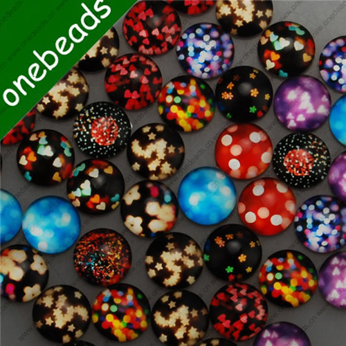 14mm Mixed Style Star Round Glass Cabochon Dome Jewelry Finding Cameo Pendant Settings ,Sold by PC