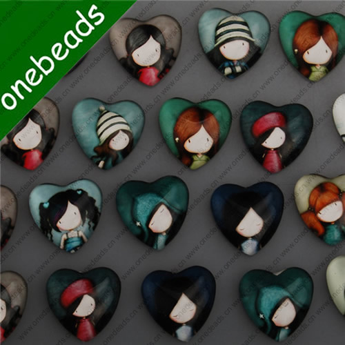 25mm Mixed Style Heart Girl Head Glass Cabochon Dome Jewelry Finding Cameo Pendant Settings ,Sold by PC