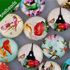 25mm Mixed Style Flower Bird Round Glass Cabochon Dome Jewelry Finding Cameo Pendant Settings ,Sold by PC
