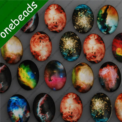 18x25mm Mixed Style Star Oval Glass Cabochon Dome Jewelry Finding Cameo Pendant Settings ,Sold by PC