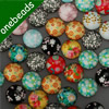 16mm Mixed Style Flower Round Glass Cabochon Dome Jewelry Finding Cameo Pendant Settings ,Sold by PC