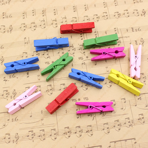 35mm Mix Color Wood Clothespin Clips Note Pegs for Photo Paper Clothes Sold by PC