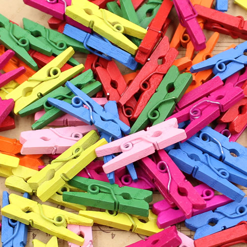 25mm Mix Color Wood Clothespin Clips Note Pegs for Photo Paper Clothes Sold by PC