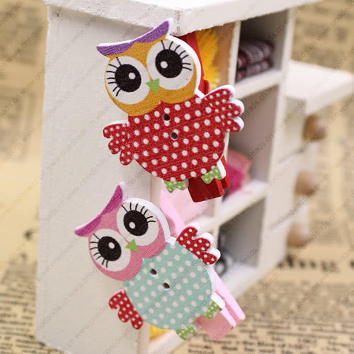 35mm Mixed Color Wood cartoon Owl wood clips for memo card clamp wooden paper pegs photo clamp Memo Note Clips Sold by PC