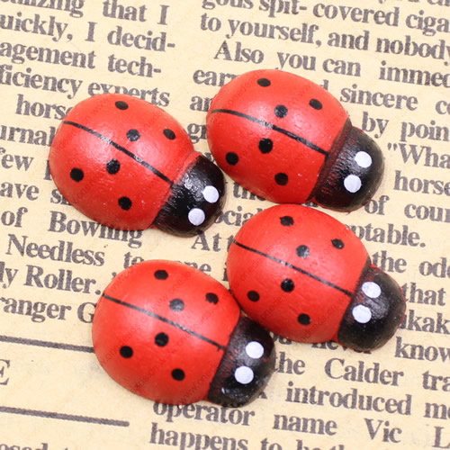 Mixed color Wooden Cabochons Ladybug For Barrette/Decoration Jewelry DlY-Accessories 12x9mm Sold by PC