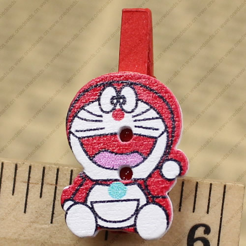 25mm Wood Cute cartoon Cat wood clips for memo card clamp wooden paper pegs photo clamp Memo Note Clips Sold by PC