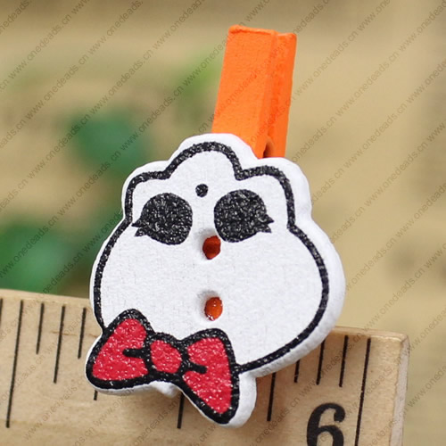 25mm Wood Cute cartoon Animal wood clips for memo card clamp wooden paper pegs photo clamp Memo Note Clips Sold by PC