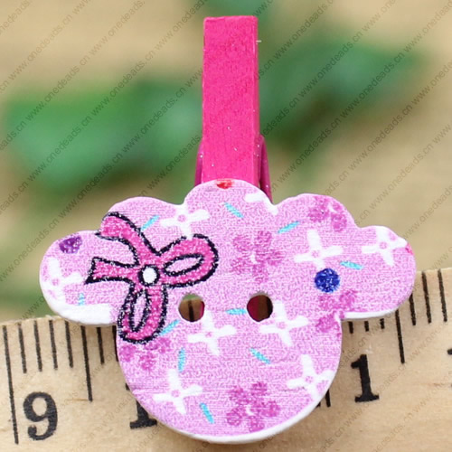 25mm Wood Cute cartoon Animal face wood clips for memo card clamp wooden paper pegs photo clamp Memo Note Clips Sold by PC