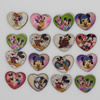 Wholesale Mixed color Lead-free Heart Wooden Button Beads 22x20mm Sold by PC