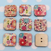 Wholesale Mixed color Lead-free Flower Wooden Button Beads 25x25mm Sold by PC
