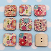 Wholesale Mixed color Lead-free Flower Wooden Button Beads 25x25mm Sold by PC