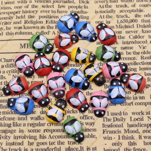 Mixed color Wooden Cabochons Bee For Barrette/Decoration Jewelry DlY-Accessories 13x9mm Sold by PC
