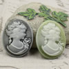 Cameos Resin Beads, Mixed color，A Grade, No-Hole Jewelry findings, 46.5x37.5mm ,Sold by PC
