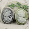 Cameos Resin Beads, Mixed color，A Grade, No-Hole Jewelry findings, 46.5x37.5mm ,Sold by PC