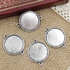 Alloy Antique Silver Cameo/Glass/Cabochon Frame bezel Settings, Single sided Charm with double Ring fit 29x22.5mm  inner size:20mm ,Sold by PC
