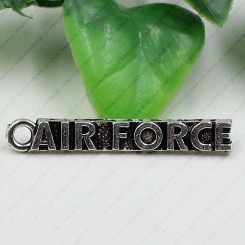 Pendant."AIR FORCE" Fashion Zinc Alloy jewelry findings.30x4.5mm .Sold by Bag