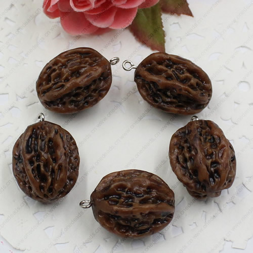 Resin Fruit Walnut Pendants & Charms For Children DIY Jewelry Necklace & Bracelet Accessory 32x22mm ,Sold by PC
