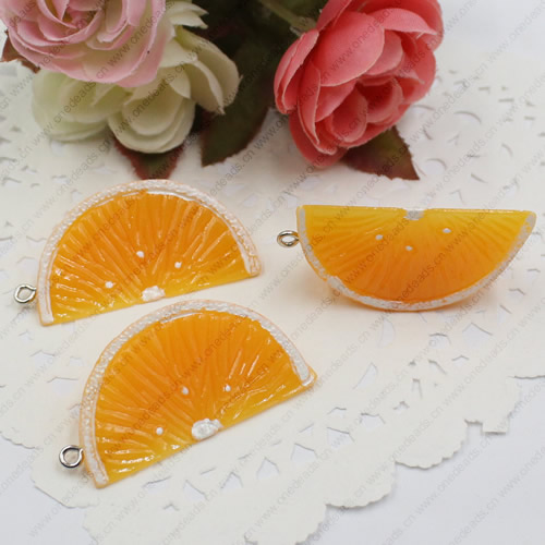 Resin Fruit Orange Pendants & Charms For Children DIY Jewelry Necklace & Bracelet Accessory 43x22mm ,Sold by PC