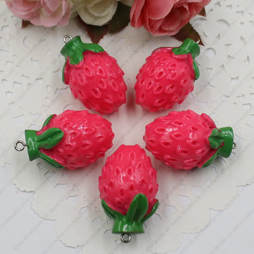 Fashion Resin Fruit Strawberry Pendants & Charms For Children DIY Jewelry Necklace & Bracelet Accessory 36x23mm ,Sold by PC