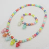 Kids Candy Colorful Acrylic Beads Cute Girl Necklace & Bracelet Set Baby Children Acrylic Beads Jewelry Set ,Sold by Dozen
