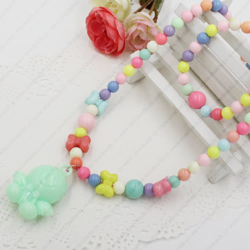 Kids Candy Colorful Acrylic Beads Cute Girl Necklace & Bracelet Set Baby Children Acrylic Beads Jewelry Set ,Sold by Dozen