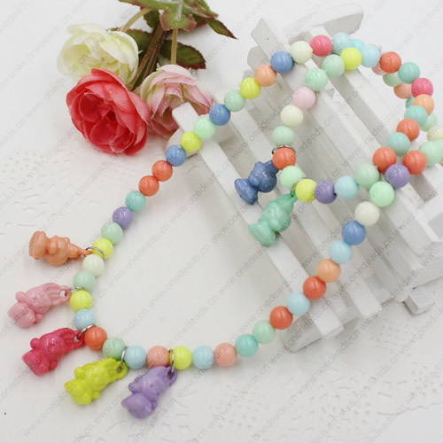 Kids Candy Colorful Acrylic Beads Cute Girl Necklace & Bracelet Set Baby Children Acrylic Beads Jewelry Set ,Sold by Dozen