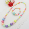 Kids Candy Colorful Acrylic Beads Cute Girl Necklace & Bracelet Set Baby Children Acrylic Beads Jewelry Set ,Sold by Dozen