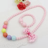 Kids Candy Colorful Acrylic Beads Cute Girl Necklace & Bracelet Set Baby Children Acrylic Beads Jewelry Set ,Sold by Dozen
