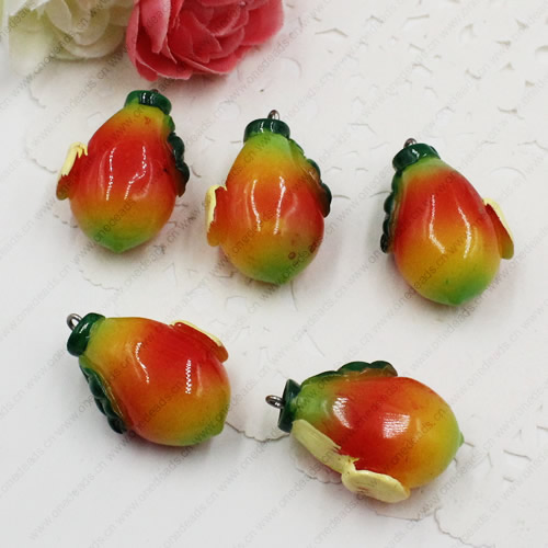 Fashion Resin Fruit Pendants & Charms For Children DIY Jewelry Necklace & Bracelet Accessory 33x22mm ,Sold by PC 