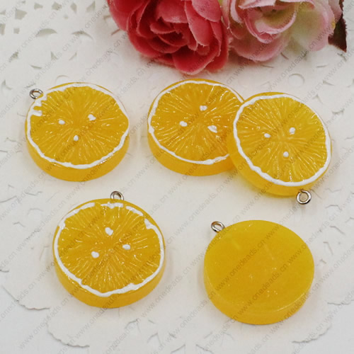Fashion Resin Fruit Orange Pendants & Charms For Children DIY Jewelry Necklace & Bracelet Accessory 31x27mm ,Sold by PC 
