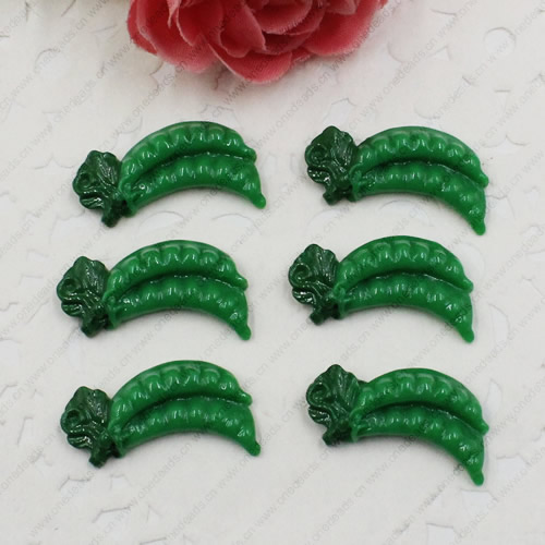 Flat Back Resin Vegetable Pea Cabochons Jewelry Fit Mobile Phone Hairpin Headwear DIY Accessories 24x13mm ,Sold by PC 