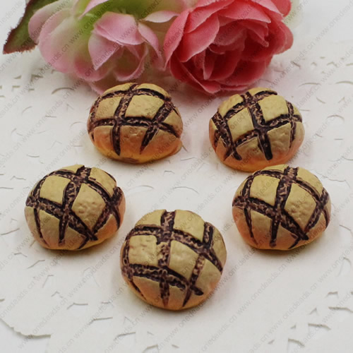 Flat Back Resin Dessert Bread Cabochons Jewelry Fit Mobile Phone Hairpin Headwear DIY Accessories 22mm ,Sold by PC 